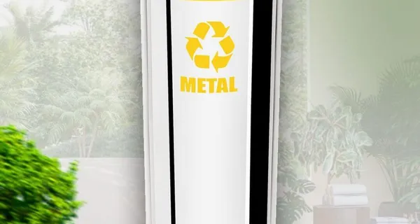 Lixeira Aço Inox para Coleta Seletiva com Tampa Basculante Inox e Aro Colorido Ecobin
