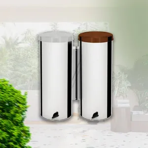 Lixeira Aço Inox Dupla para Coleta Seletiva Ecobin